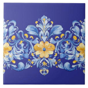 Carreau Beaux Azulejos Bleus et Jaunes