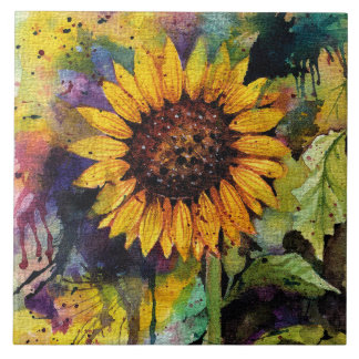 Carreau Beaux Tournesols En Aquarelle