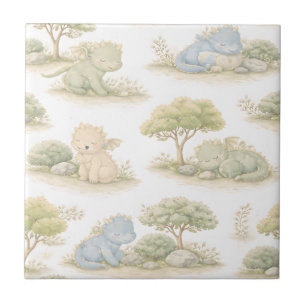 Carreau Bébé Dragon Mignon Motif Pastel de la Forêt (1)