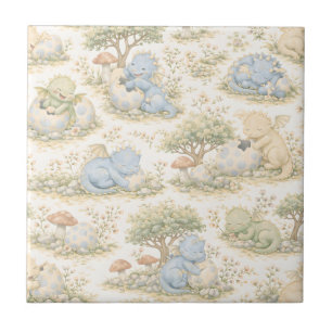 Carreau Bébé Dragon Mignon Motif Pastel de la Forêt (3)