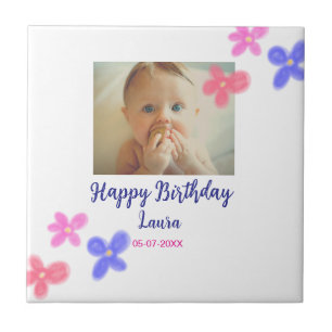 Carreau Bébé enfants 1er anniversaire ajouter le nom date