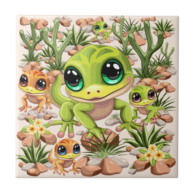 Carreau Bébé Geckos jote personnages de dessin (Devant)