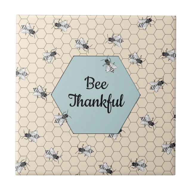 Carreau Bee Thankful Beehive Citation Turquoise (Devant)