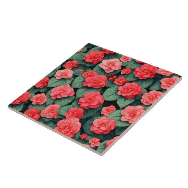 Carreau Bégonia fleurs roses (Côté)