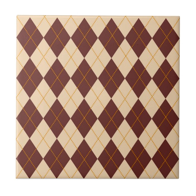 Carreau Beige Brown Automne Jacquard d'automne Diamant Mot (Devant)