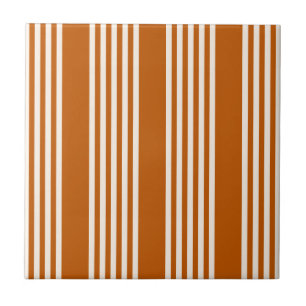 Carreau Beige et orange brûlé cinq rayures motif
