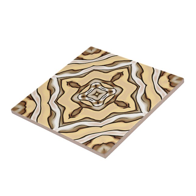 Carreau Beige Tan Brown Taupe Ivory Ethnic Tribe Art (Côté)