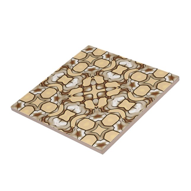 Carreau Beige Tan Brown Taupe Ivory Ethnic Tribe Art (Côté)