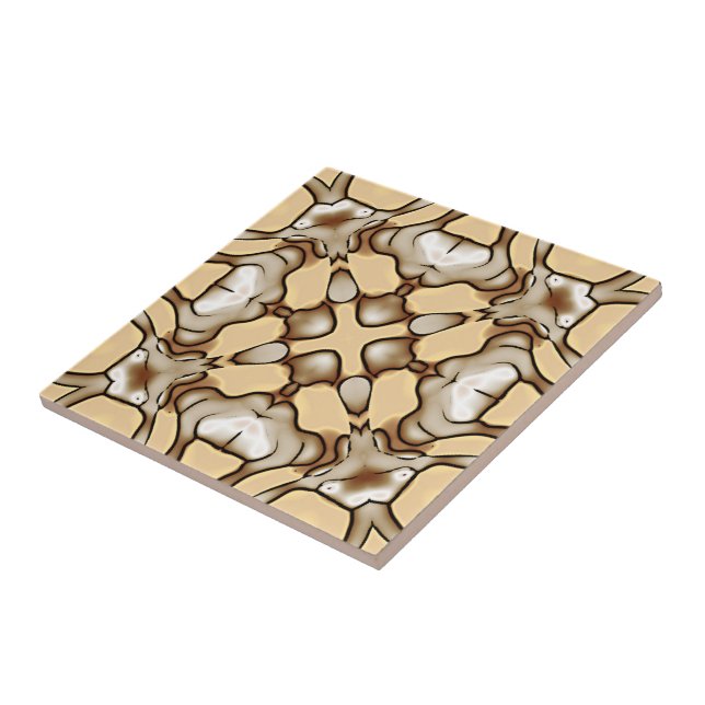 Carreau Beige Tan Brown Taupe Ivory Ethnic Tribe Art (Côté)