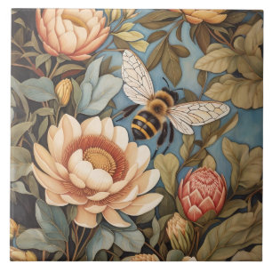 Carreau Belle Abeille De Jardin Avec Fleurs Protea