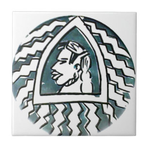 Carreau Belle Africaine Bongo Massai Portrait Tribal Art
