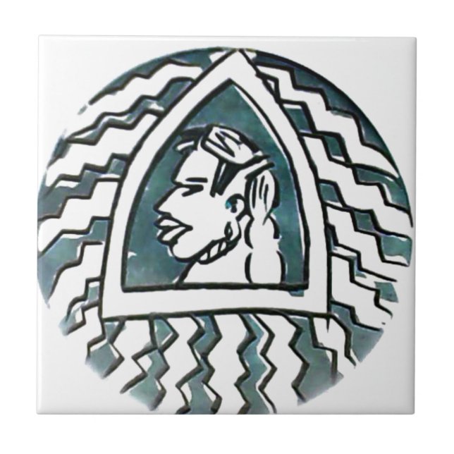 Carreau Belle Africaine Bongo Massai Portrait Tribal Art (Devant)