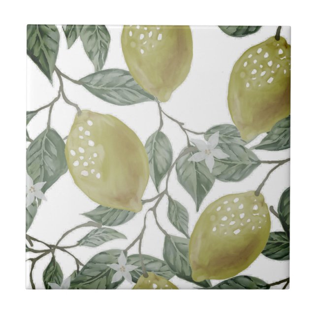 Carreau Belle aquarelle design citron (Devant)