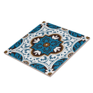 Carreau 💙 🤎 Belle Azulejos turquoise et brune, V
