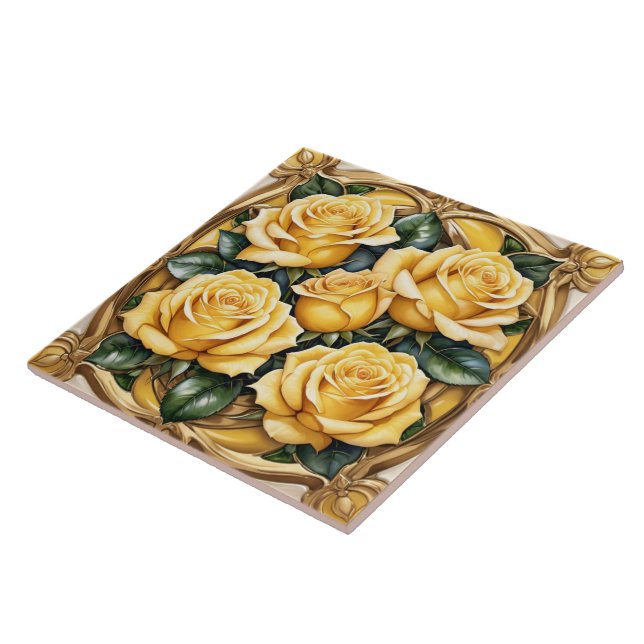 Carreau Belle collection populaire de rose jaune (Côté)