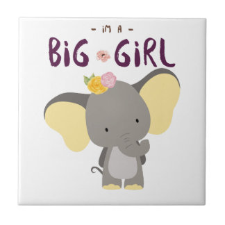 Carreau Belle éléphant grande fille et floral