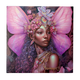 Carreau Belle Fée noire fille Imaginaire Art