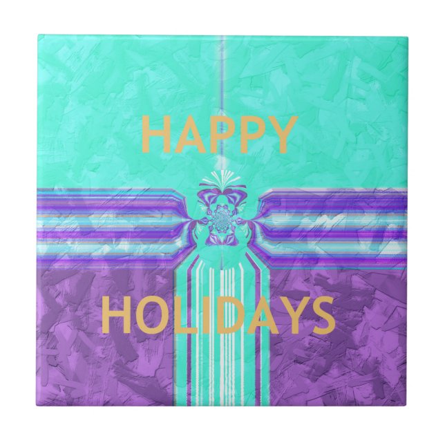 Carreau Belle Happy Holidays Blue Cyan conception vectorie (Devant)