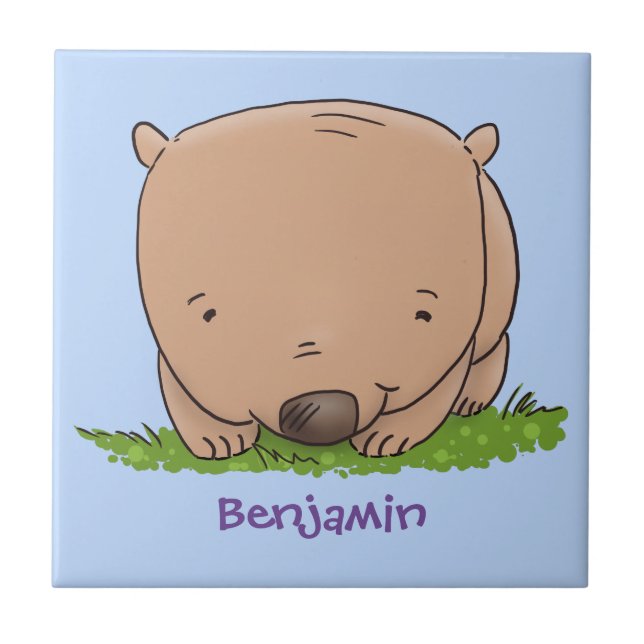 Carreau Belle illustration de dessin animé de bébé wombat (Devant)