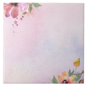 Carreau Belle jolie aquarelle fleurie élégante violette