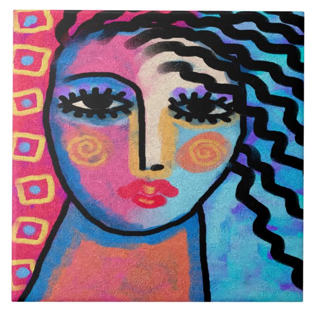 Carreau Belle journée de peinture numérique Abstraite d'un (Devant)