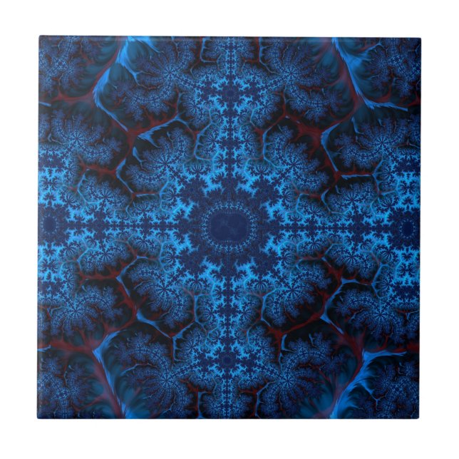 Carreau Belle Lacy Blue Filigree Fractal Abstrait Th (Devant)