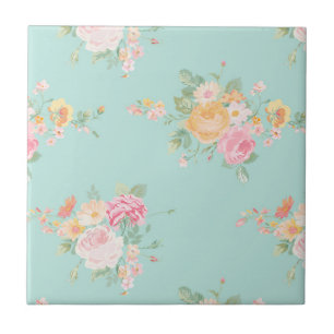 Carreau belle, menthe, shabby chic, country chic, floral,