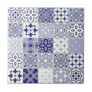 Carreau Belle mosaïque bleue motif méditerranéen