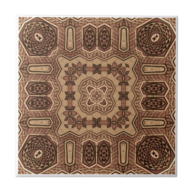 Carreau Belle Mosaïque Brown Mandala Motif sans couture (Devant)