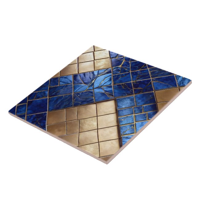 Carreau Belle Ocean Blue Gold Collection tendance (Côté)
