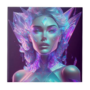 Carreau Belle œuvre d'art IA, jolie femme de glace comme