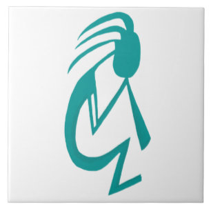Carreau Belle peinture Turquoise Kokopelli