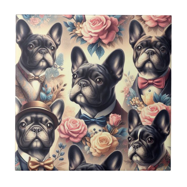 Carreau Belle peinture Vintage de Bulldog (Devant)