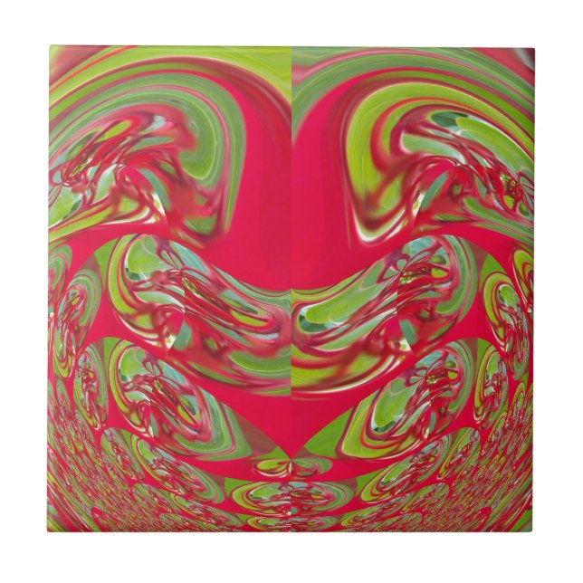 Carreau Belle texture rouge et verte Couleur Art Abstrait (Devant)