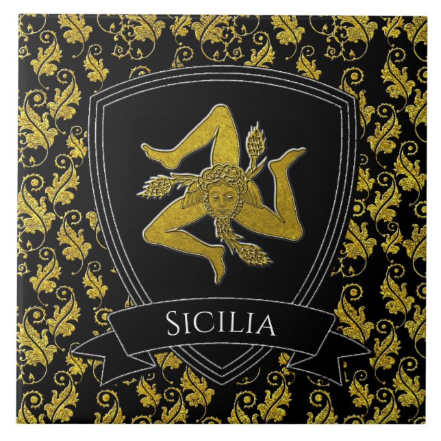 Carreau Belle Trinacria sicilienne ornée (Devant)