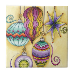 Carreau Belle Verre Colorée Ornements de Noël