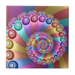 Carreau Belles couleurs arc-en-ciel Art fractal Abstrait