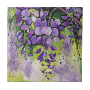 Carreau Belles Fleurs De Wisteria En Aquarelle