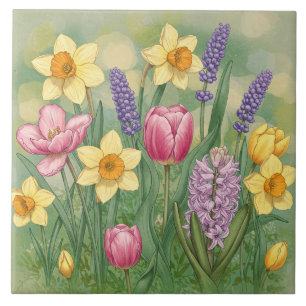 Carreau Belles fleurs du jardin de printemps