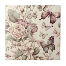 Belles fleurs et papillons couleurs pastel