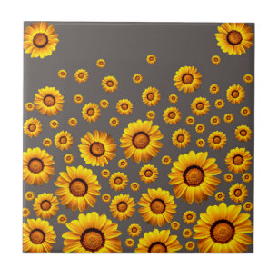 Carreau Belles fleurs jaunes sur arrière - plan gris