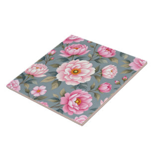 Carreau Belles fleurs roses en fleurs