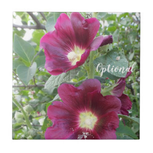 Carreau Belles Fleurs rouges profondes et Feuilles verts