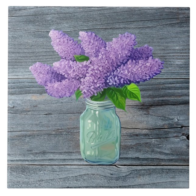 Carreau Belles Lilacs En Mason Jar Rustique (Devant)