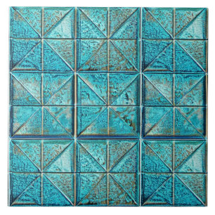 Carreau Belles oeuvres d'esthétique turquoises faux-métall