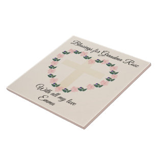 Carreau Bénédiction de la fête des mères Cœur floral pour