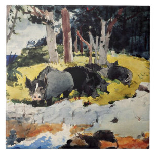 Carreau Bermuda Settlers, une peinture de Winslow Homer,