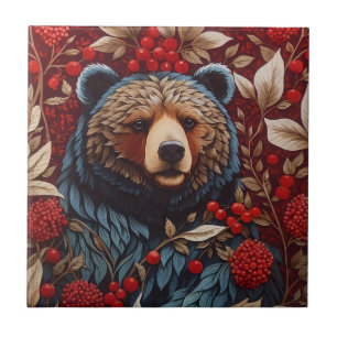 Carreau Berries rouges de l'ours Brown William Morris Insp