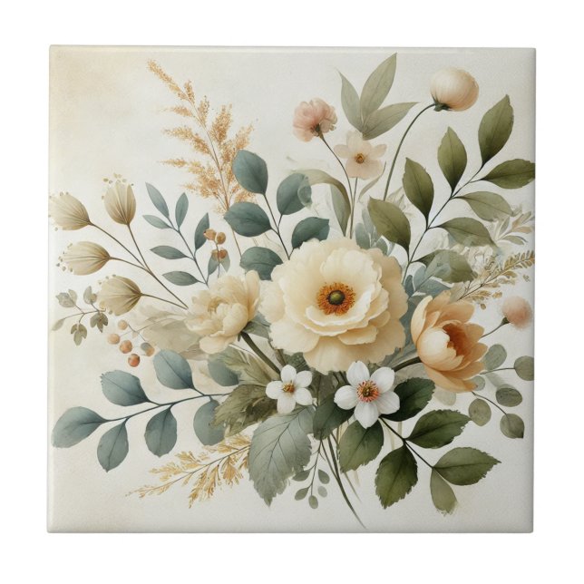 Carreau Beurre Aquarelle Jaune Florale Printemps & Été (Devant)