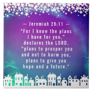 Carreau Bible Verse Jérémie 29:11 Village de Noël